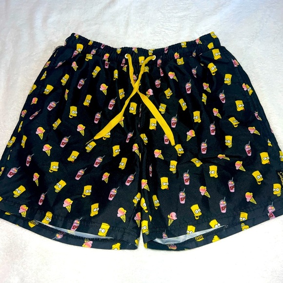 Black and Yellow Swim Trunks with Elastic Waistband - Picture 1 of 6